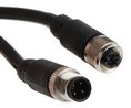 Cordset, M12 Socket - M12 Plug, 4 Conductors, 5m, IP67, Black